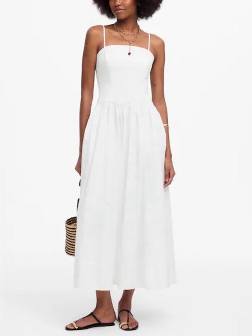 Madewell Poplin Seamed White Spaghetti-Strap Maxi Dress — Classic Summer Style